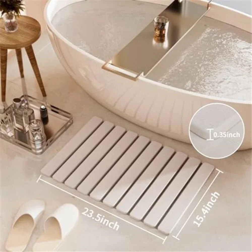 Foldable Stone Bath Mat Quick Dry Absorbent Non Slip Large Diatomaceous Mat